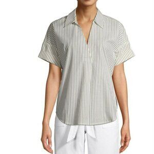 EV1 Cream Stripe Tunic Blouse Size Small